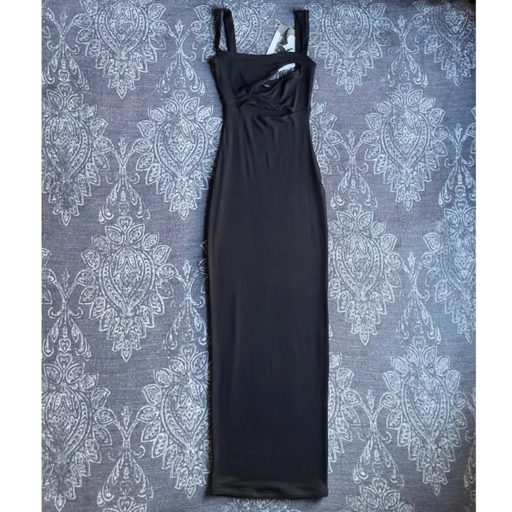 Naked Wardrobe Black Cutout Midi Dress NWT - Picture 3 of 10